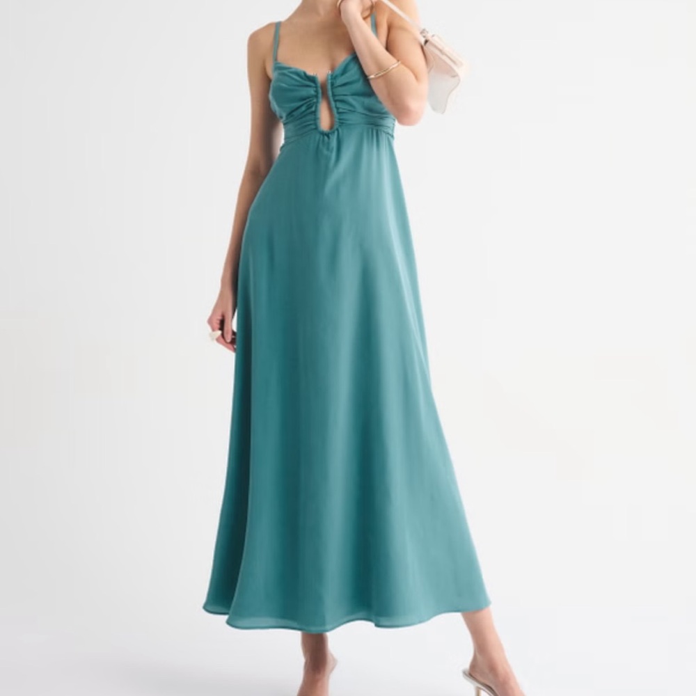Abercrombie & Fitch Teal Knot-Front Maxi Dress